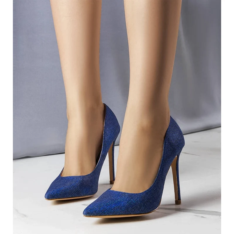 Gemre Navy blue glossy stilettos Patins