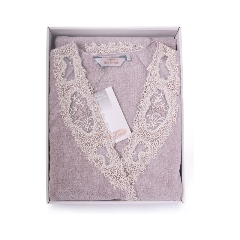 SOFT COTTON Elegantan ženski kupaonski ogrtač DESTAN u poklon pakiranju