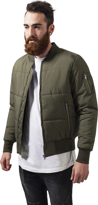 Urban Classics Basic Quilt Bomber Jacket Olive