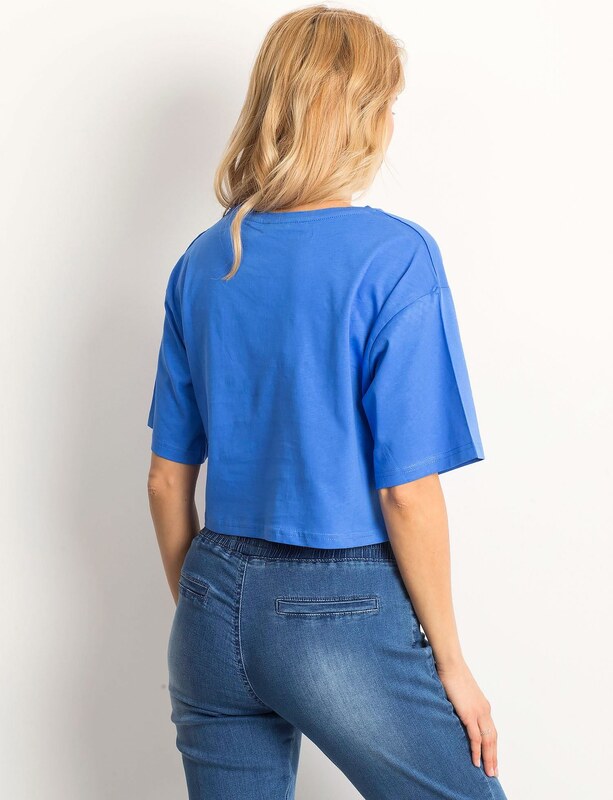 Fashionhunters Short blue T-shirt with inscription