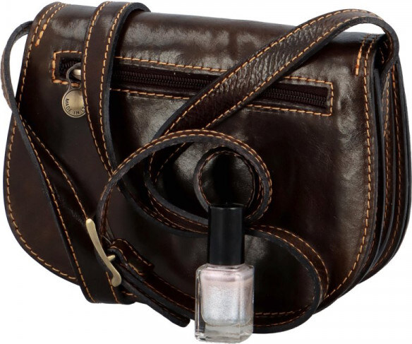 Delami Vera Pelle Ženska kožna torba preko tijela Luren, tamnosmeđa