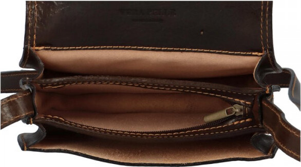 Delami Vera Pelle Ženska kožna torba preko tijela Luren, tamnosmeđa