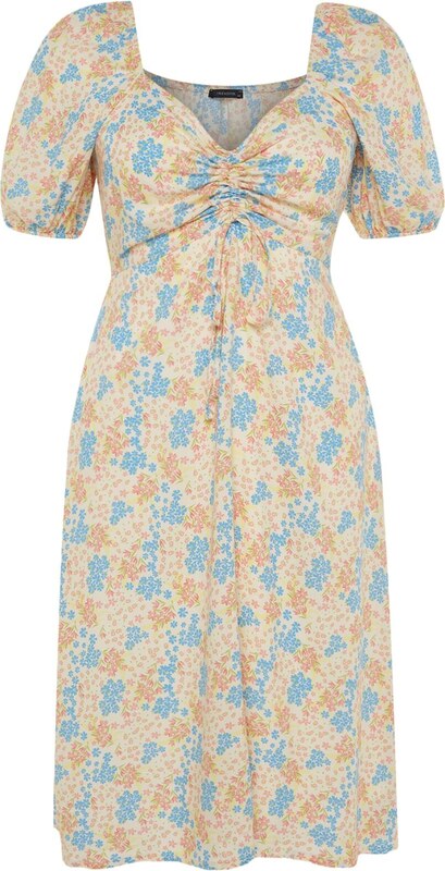 Trendyol krivulja Raznobojna haljina s cvjetnim printom