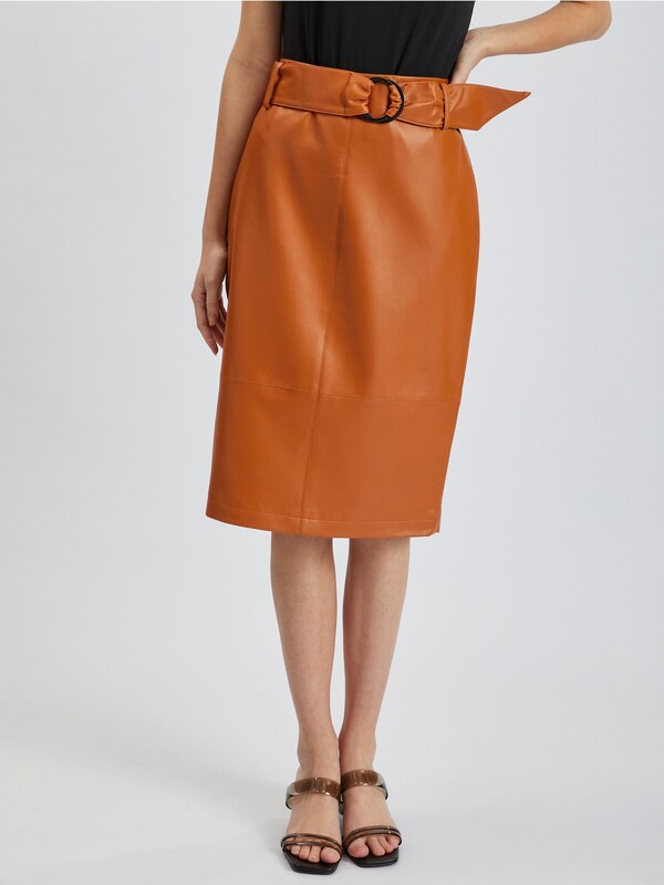 Orsay Brown Women's Leatherette Sheath Skirt - Women's