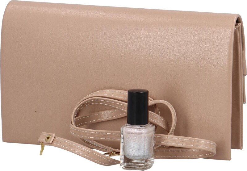 Delami Jednostavna clutch torbica s atipičnim preklopom Julika, tamnobež boje