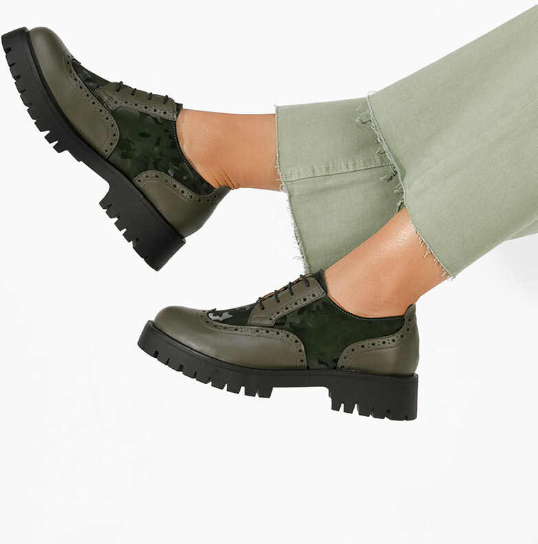 Zapatos Ženske cipele oksfordice Flexa kaki