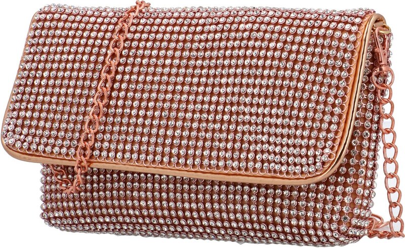 Michelle Moon Mekana svjetlucava clutch torbica s cirkonima Loriana, ružičasta