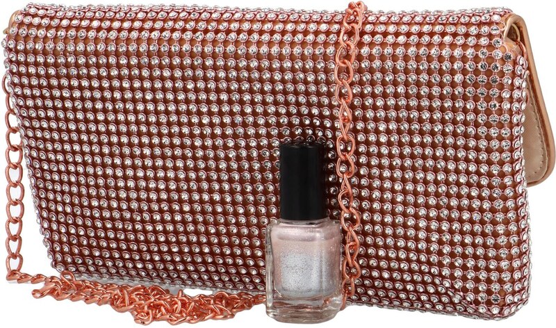 Michelle Moon Mekana svjetlucava clutch torbica s cirkonima Loriana, ružičasta