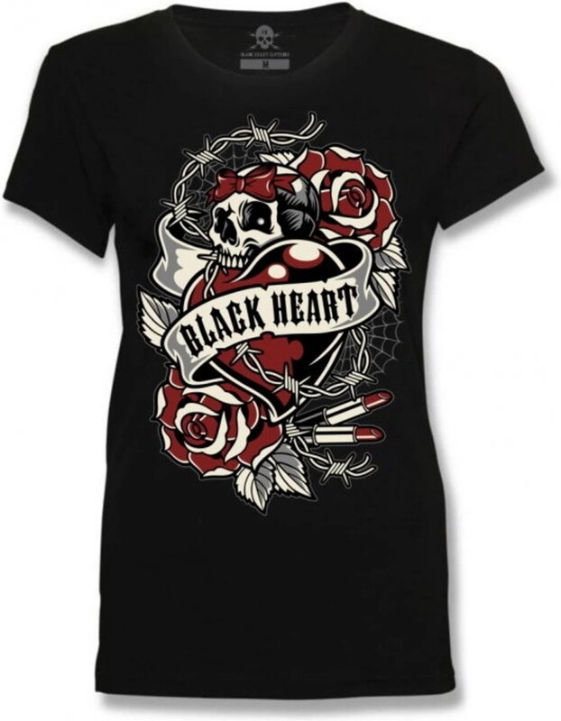 Ulična majica žensko - HEART ROSE - BLACK HEART - 13596