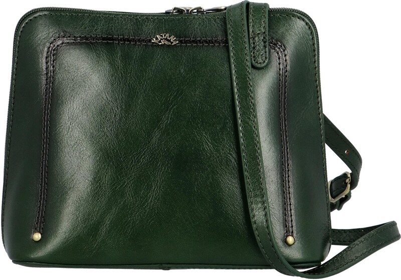 Luksuzna ženska kožna torbica preko ramena Katana Rebora, tamnozelena