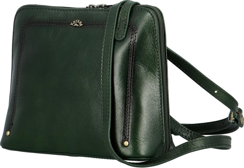 Luksuzna ženska kožna torbica preko ramena Katana Rebora, tamnozelena