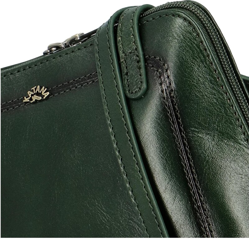Luksuzna ženska kožna torbica preko ramena Katana Rebora, tamnozelena