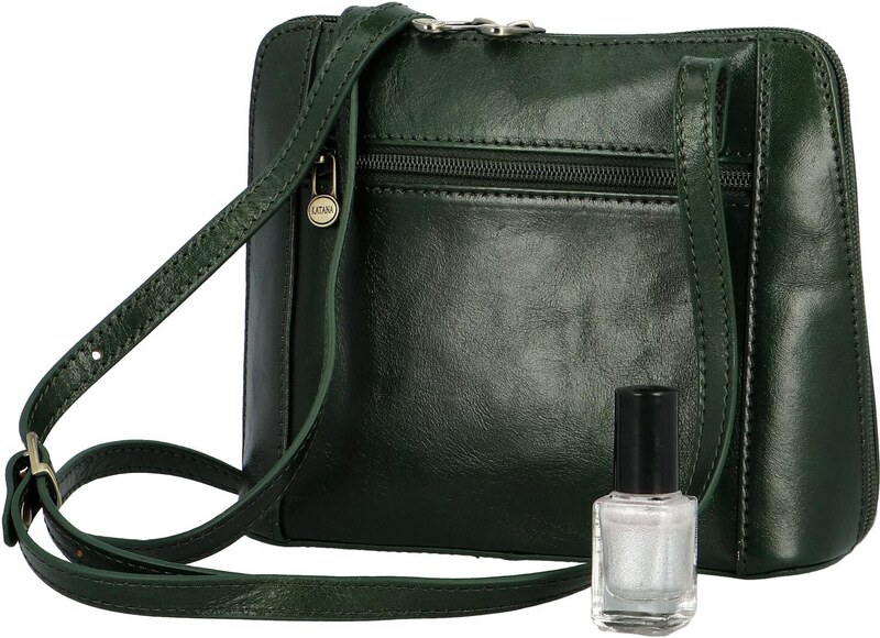 Luksuzna ženska kožna torbica preko ramena Katana Rebora, tamnozelena