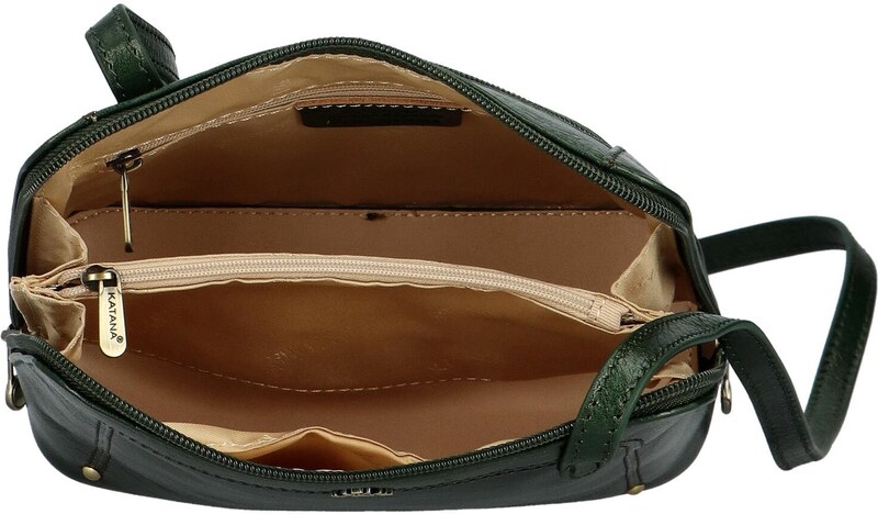 Luksuzna ženska kožna torbica preko ramena Katana Rebora, tamnozelena