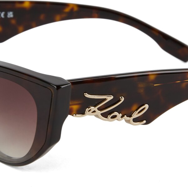 Karl Lagerfeld Sunčane naočale ' AUSGESCHNITTENES SIGNATUR-LOGO ' smeđa / zlatna