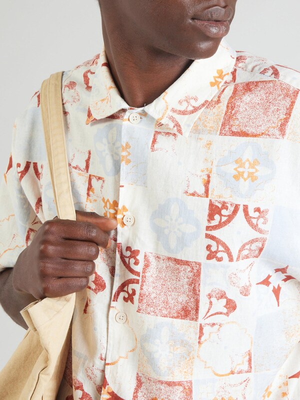 JACK & JONES Košulja 'JORHydra' svijetloplava / narančasta / hrđavo crvena / bijela