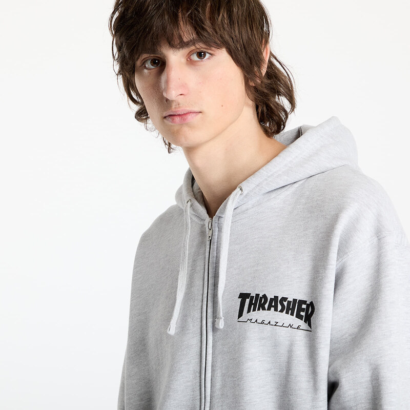 Hoodica Thrasher Magazine Logo Zip Hoody Melange Grey