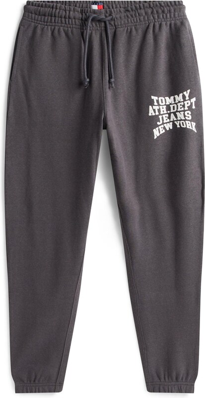 Tommy Jeans Hlače 'VARSITY' crna melange / bijela