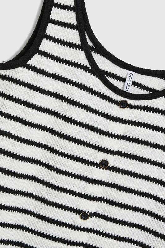 Marisse Black And White Striped Top