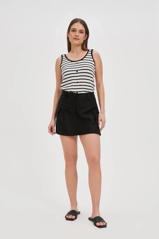 Marisse Black And White Striped Top