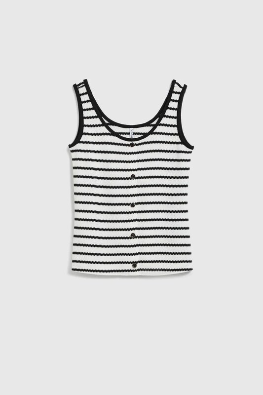Marisse Black And White Striped Top