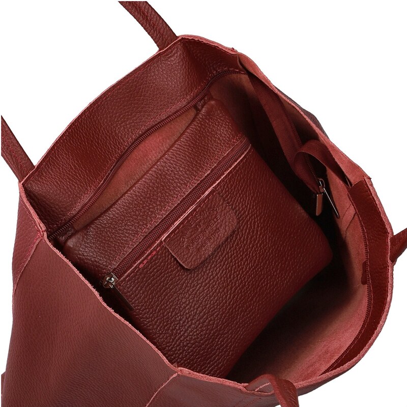 Delami Vera Pelle Trendovska ženska kožna torba preko ramena Sascha, tamnocrvena