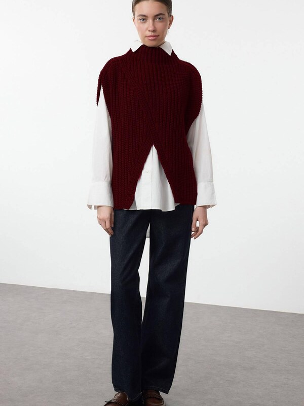 Trendyol Pulover tamno crvena