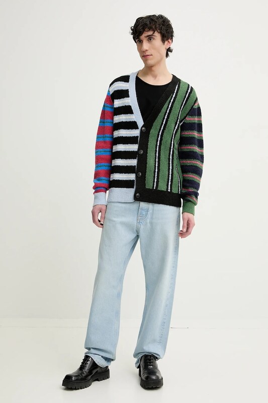 Kardigan s primjesom vune Desigual MIDSTRIPES