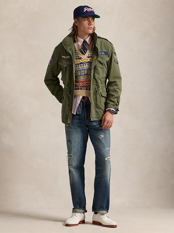 Polo Ralph Lauren Prijelazna jakna svijetlobež / mornarsko plava / zelena