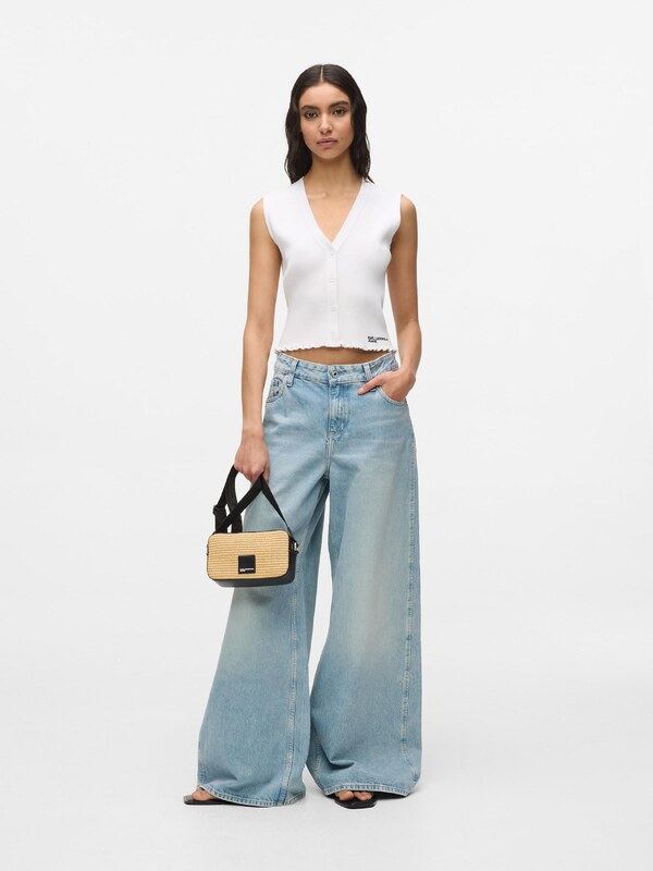 KARL LAGERFELD JEANS Kardigan bez rukava crna / bijela