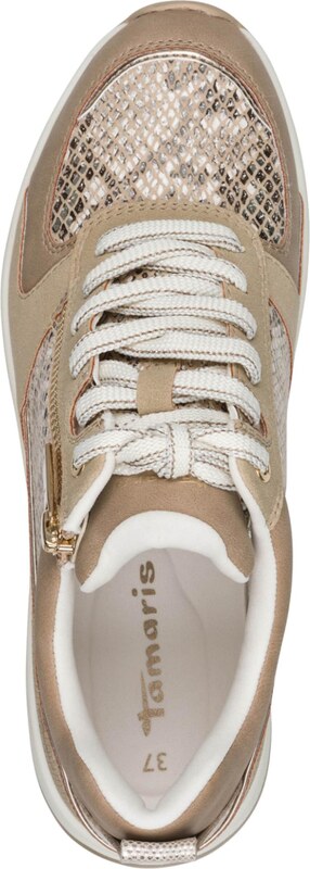 Tamaris Niske tenisice bež / tamno bež / crna / bijela