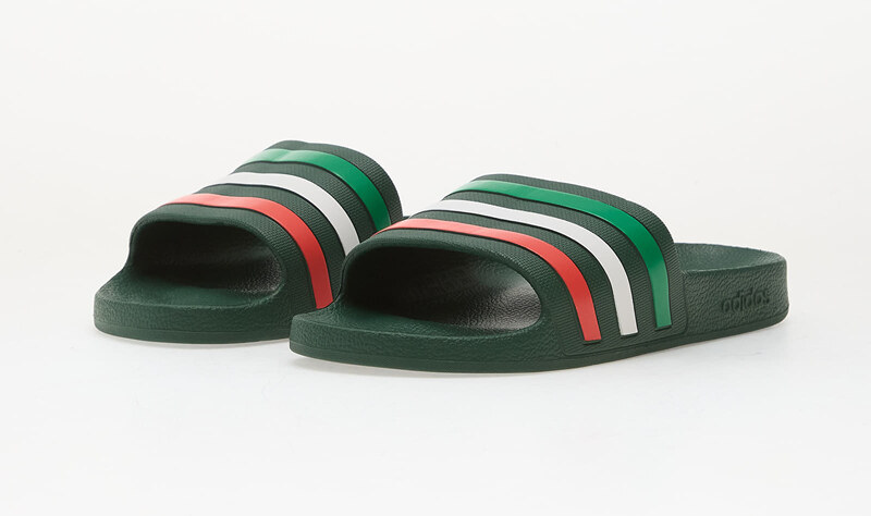 adidas Originals adidas Adilette Aqua Slides Team Dark Green/ Ftwr White/ Bright Red