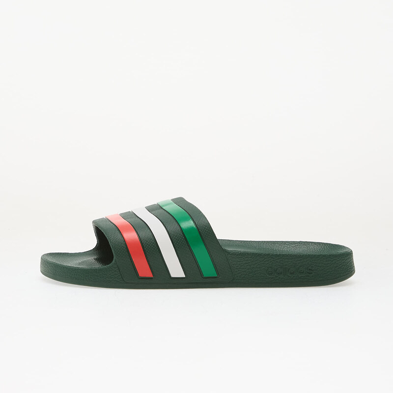 adidas Originals adidas Adilette Aqua Slides Team Dark Green/ Ftwr White/ Bright Red