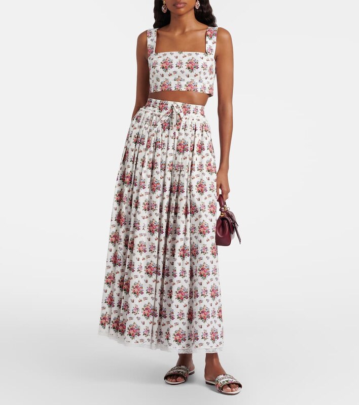 Dolce&Gabbana Floral leather-trimmed slides