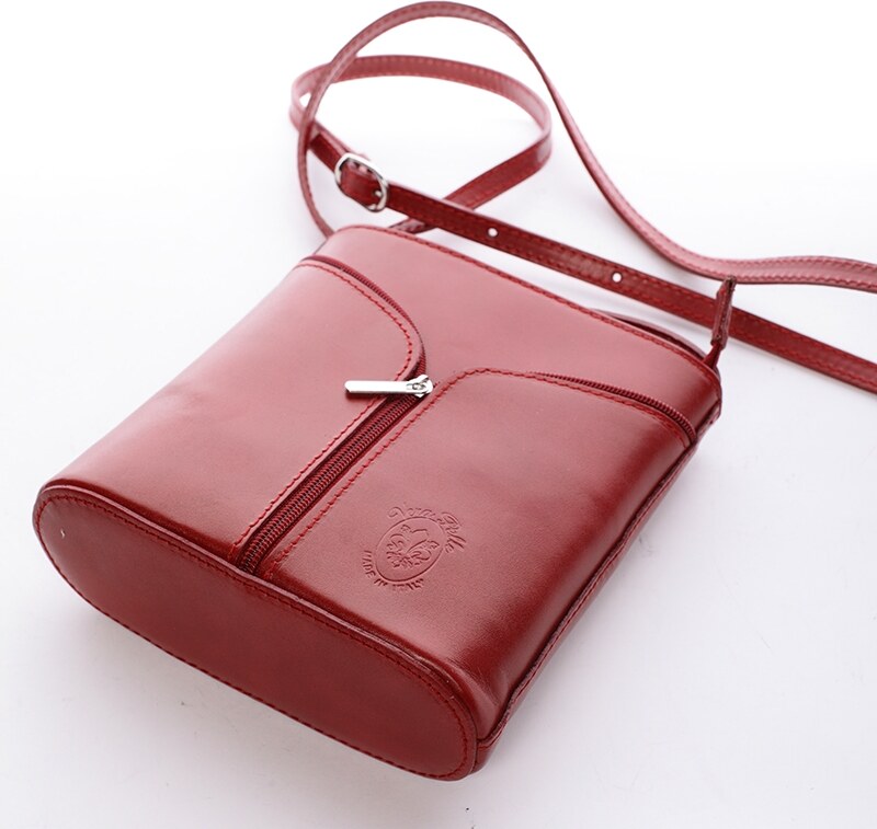 Delami Vera Pelle Ženska kožna torbica na rame ili preko tijela, Viola, crvena