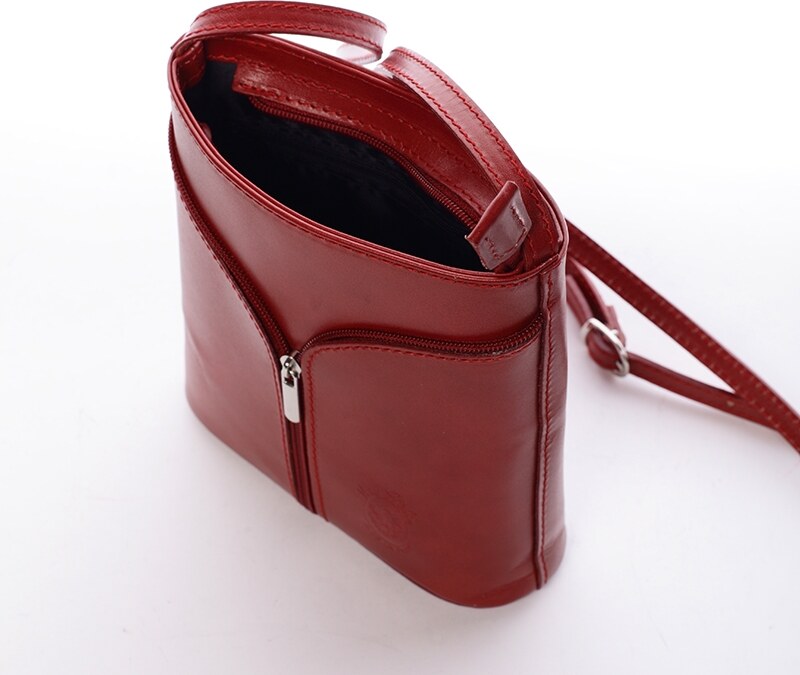 Delami Vera Pelle Ženska kožna torbica na rame ili preko tijela, Viola, crvena