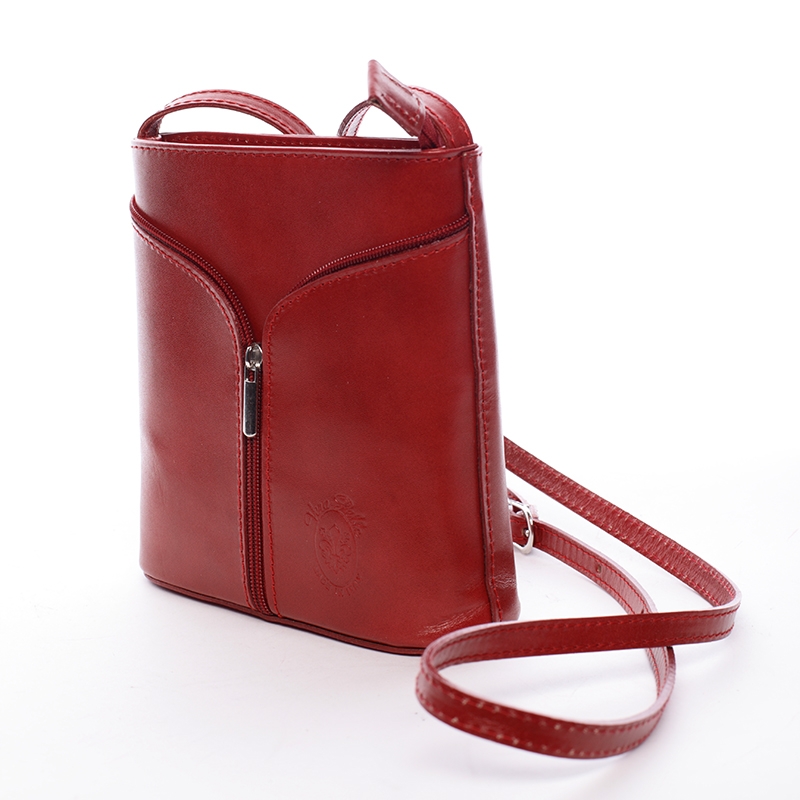 Delami Vera Pelle Ženska kožna torbica na rame ili preko tijela, Viola, crvena