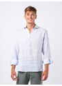 Panareha Men's Stripes Linen Popover Shirt SAMUI light blue