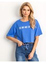 Fashionhunters Short blue T-shirt with inscription
