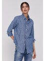 Pamučna košulja Polo Ralph Lauren za žene, boja: plava