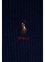 Šal s primjesom vune Polo Ralph Lauren boja: tamno plava