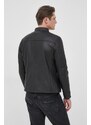 Kožna jakna Michael Kors za muškarce, boja: crna, za prijelazno razdoblje