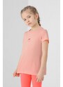 Dječja pamučna majica kratkih rukava 4F boja: ružičasta
