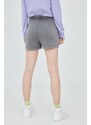 Pamučne kratke hlače DC za žene, boja: siva, glatki materijal, visoki struk