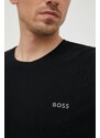 Gornji dio pidžame BOSS za muškarce, boja: crna, s aplikacijom