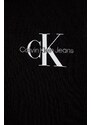 Dječja pamučna dukserica Calvin Klein Jeans boja: crna, s kapuljačom, s tiskom