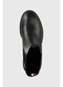 Kožne gležnjače Tommy Hilfiger Monochromatic Chelsea Boot za žene, boja: crna, ravna potpetica