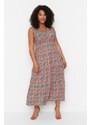 Trendyol krivulja Raznobojna A-linija cvjetni uzorak pletena haljina
