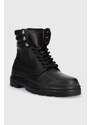 Kožne čizme Calvin Klein Combat Boot Mono za muškarce, boja: crna