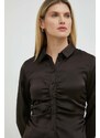 Košulja Samsoe Samsoe za žene, boja: smeđa, slim, s klasičnim ovratnikom